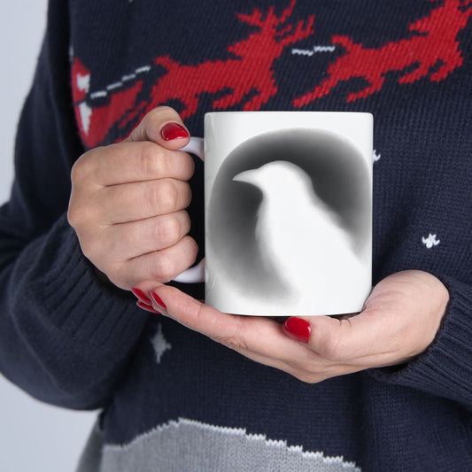 Smith & Raven | Ghostly Raven Silhouette | White Ceramic Mug | 11oz, 15oz