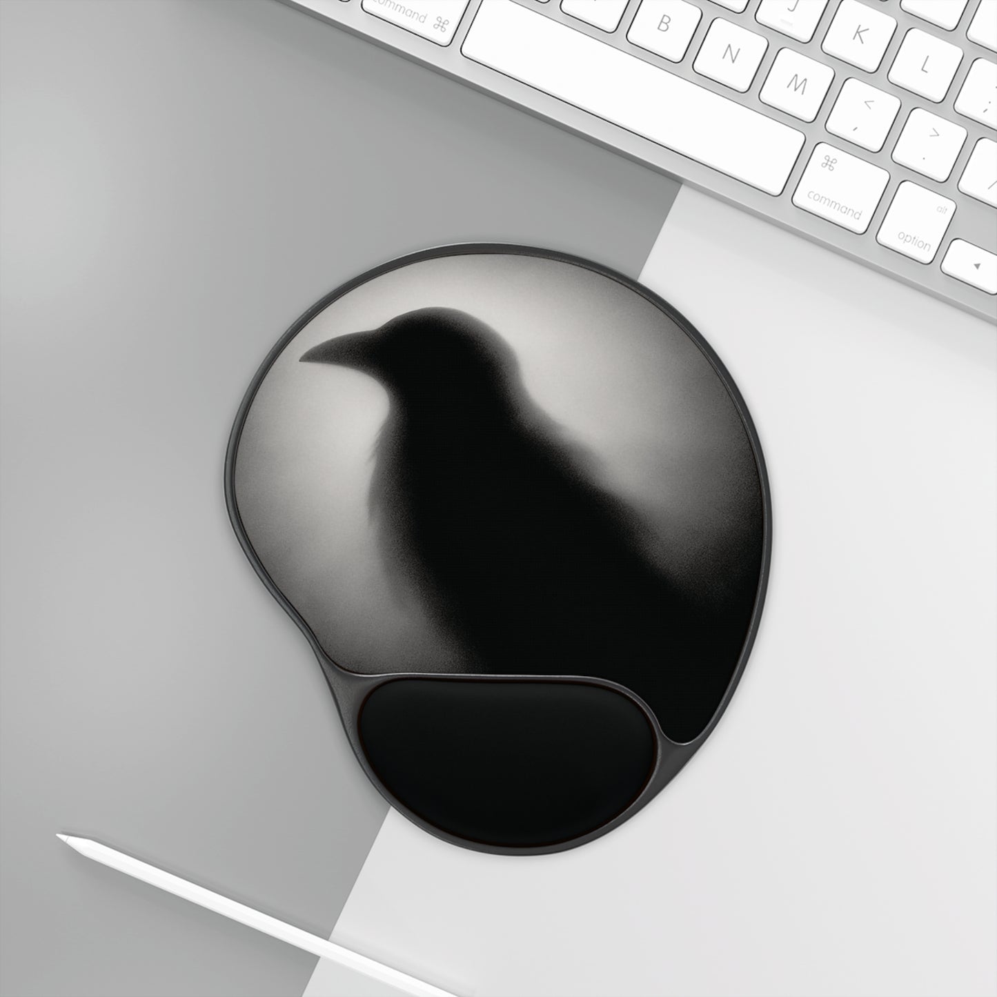 Smith & Raven | Black Raven Silhouette | Mouse Pad with Wrist Rest