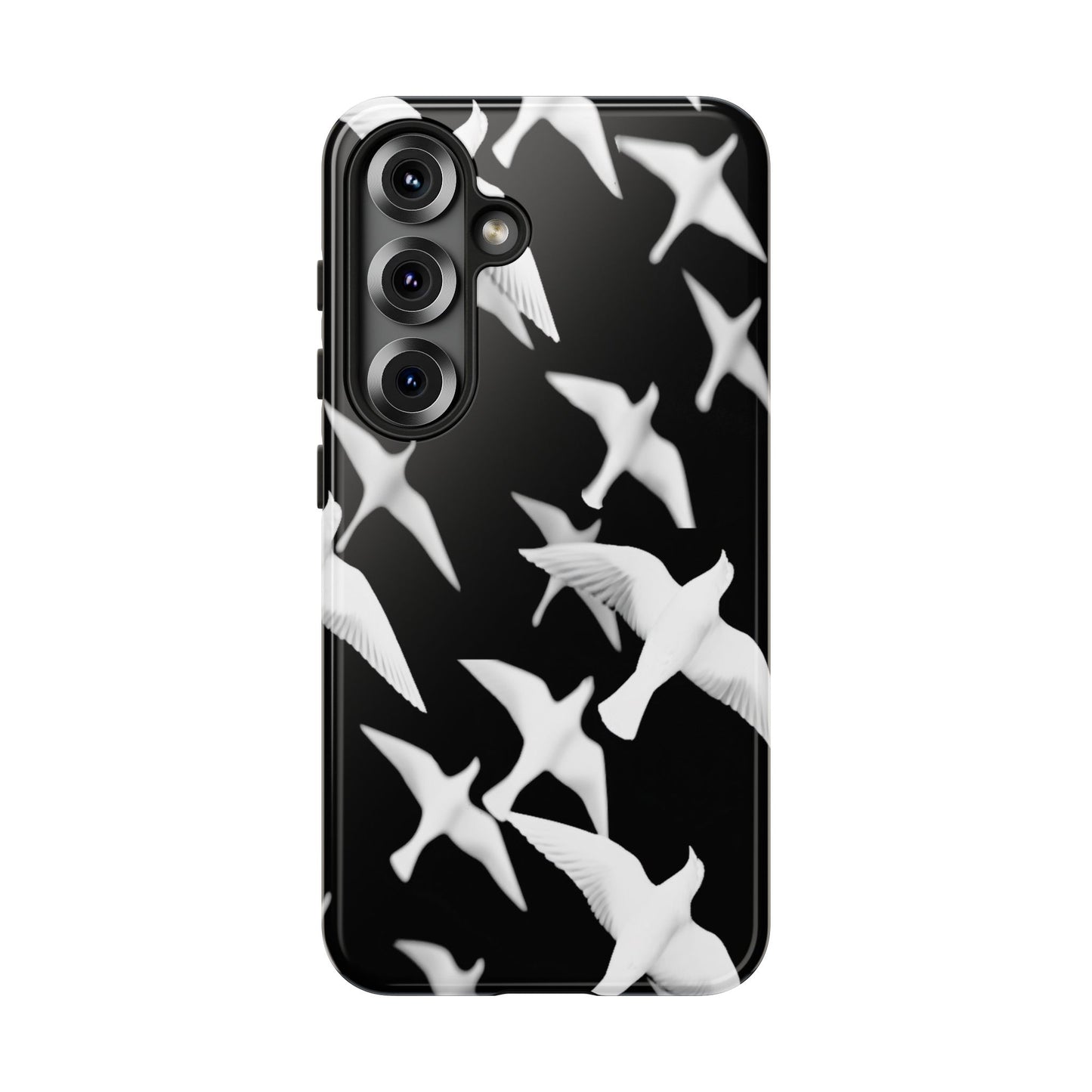 Smith & Raven | Flock of Seagulls Tough Case | Black w/White Bird Pattern | Phone Case