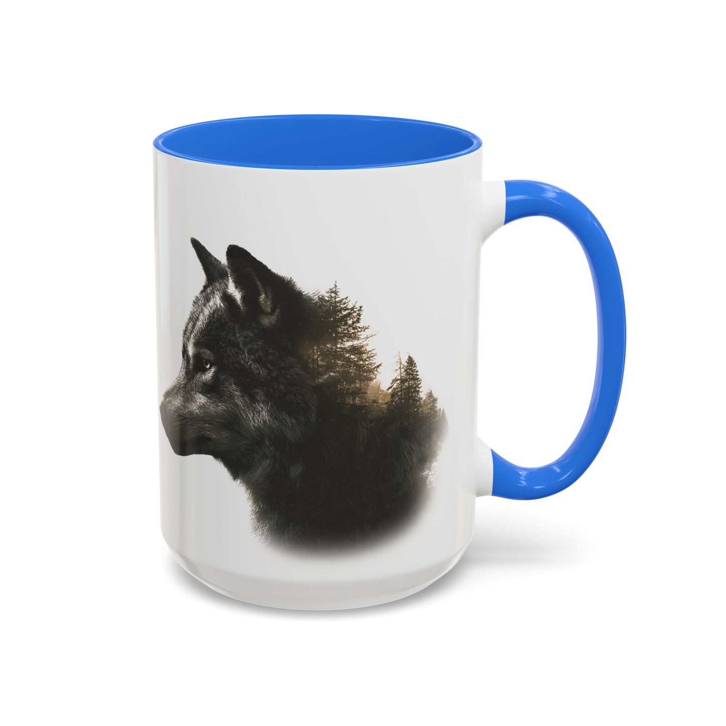 Grey Wolf White Ceramic Accent Color Coffee Mug | Cinematic Nature Inspired Design | Nature Lover Gift | Smith & Raven