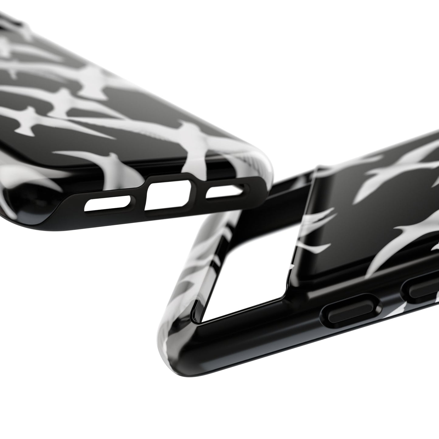 Smith & Raven | Flock of Seagulls Tough Case | Black w/White Bird Pattern | Phone Case