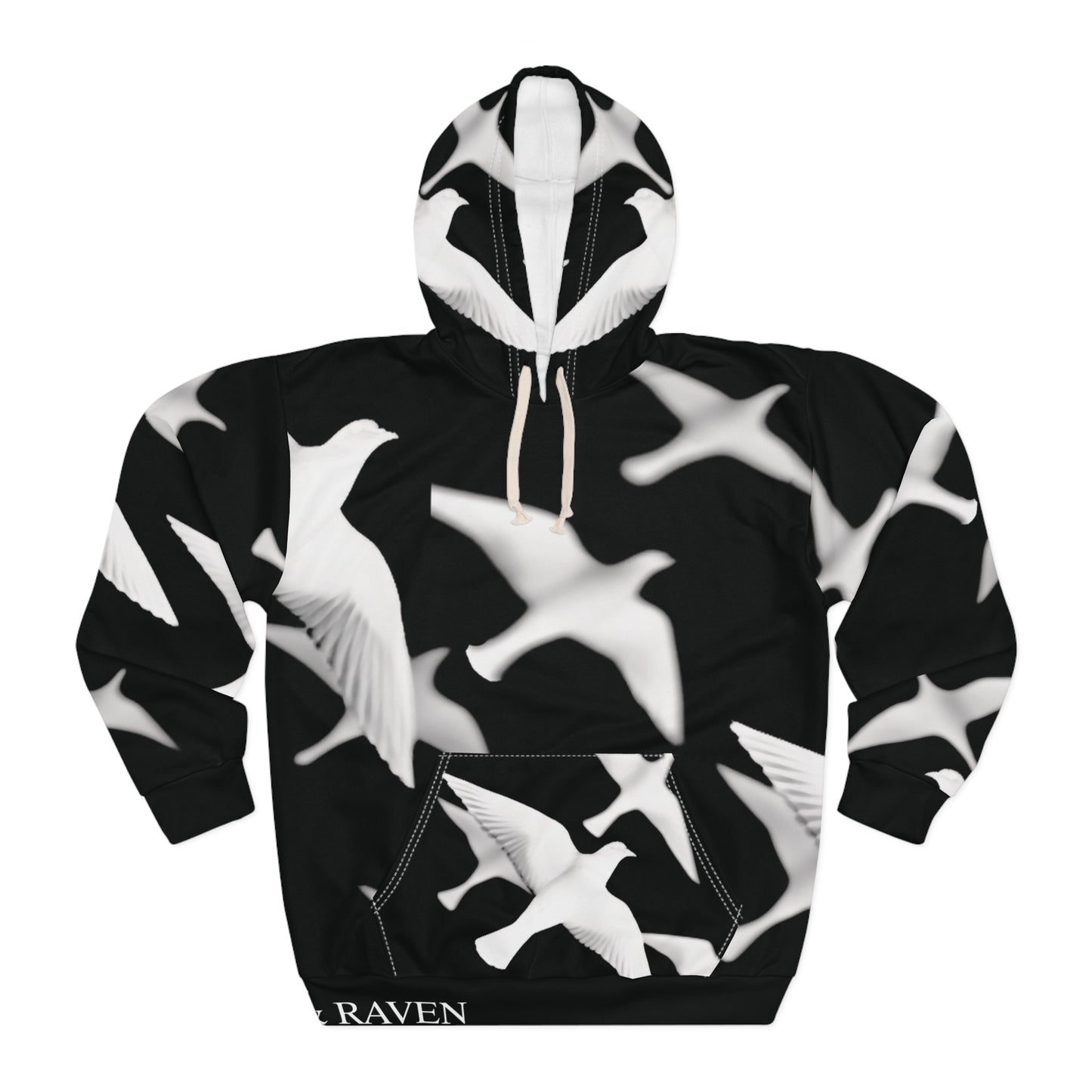 Smith & Raven | Flock of Seagulls Silhouette Hoodie | Black w/White Bird Print