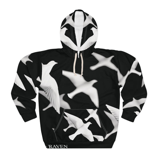 Smith & Raven | Flock of Seagulls Silhouette Hoodie | Black w/White Bird Print