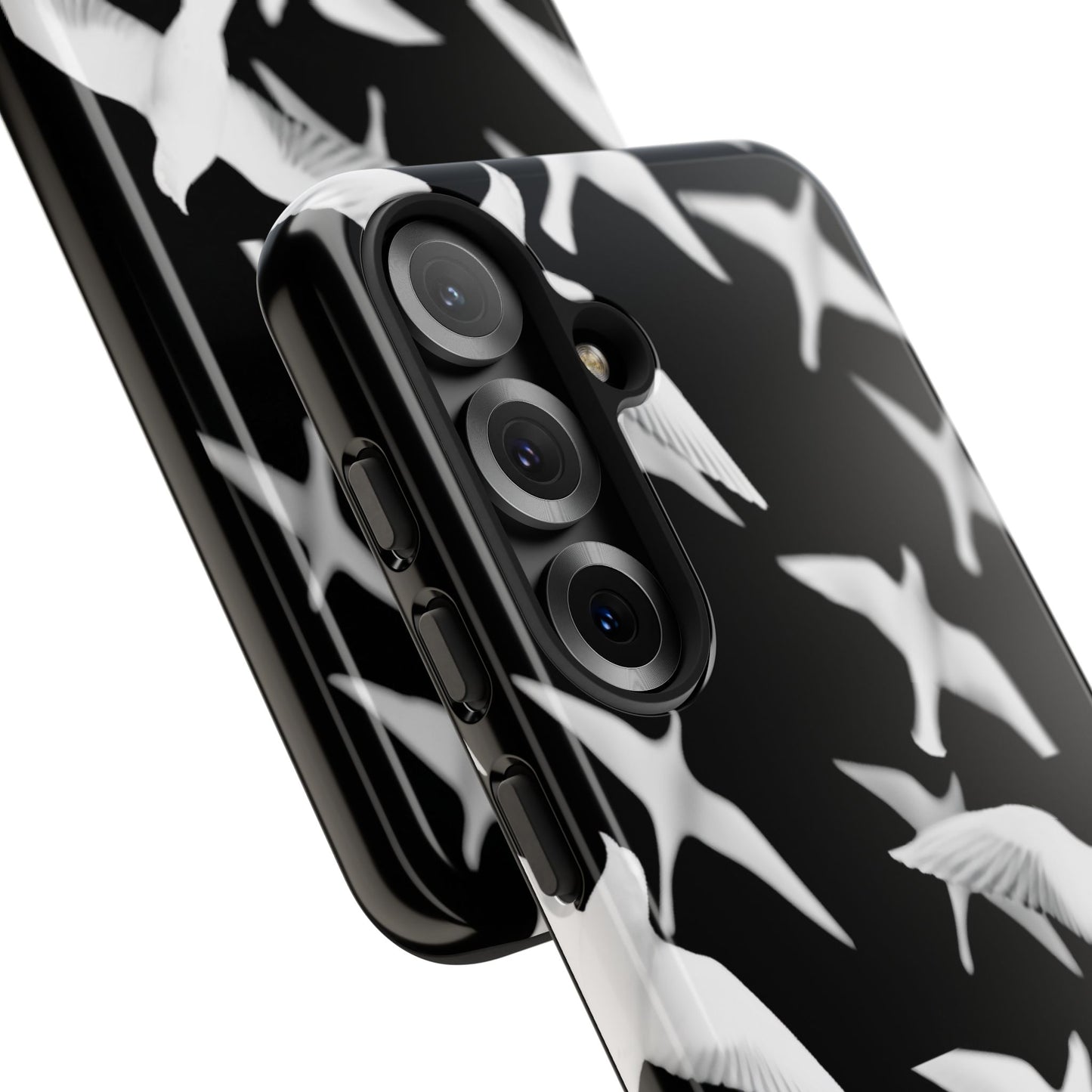 Smith & Raven | Flock of Seagulls Tough Case | Black w/White Bird Pattern | Phone Case