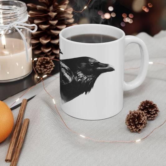 Smith & Raven | Four Ravens Illustration Mug | White Ceramic Mug | 11oz, 15oz