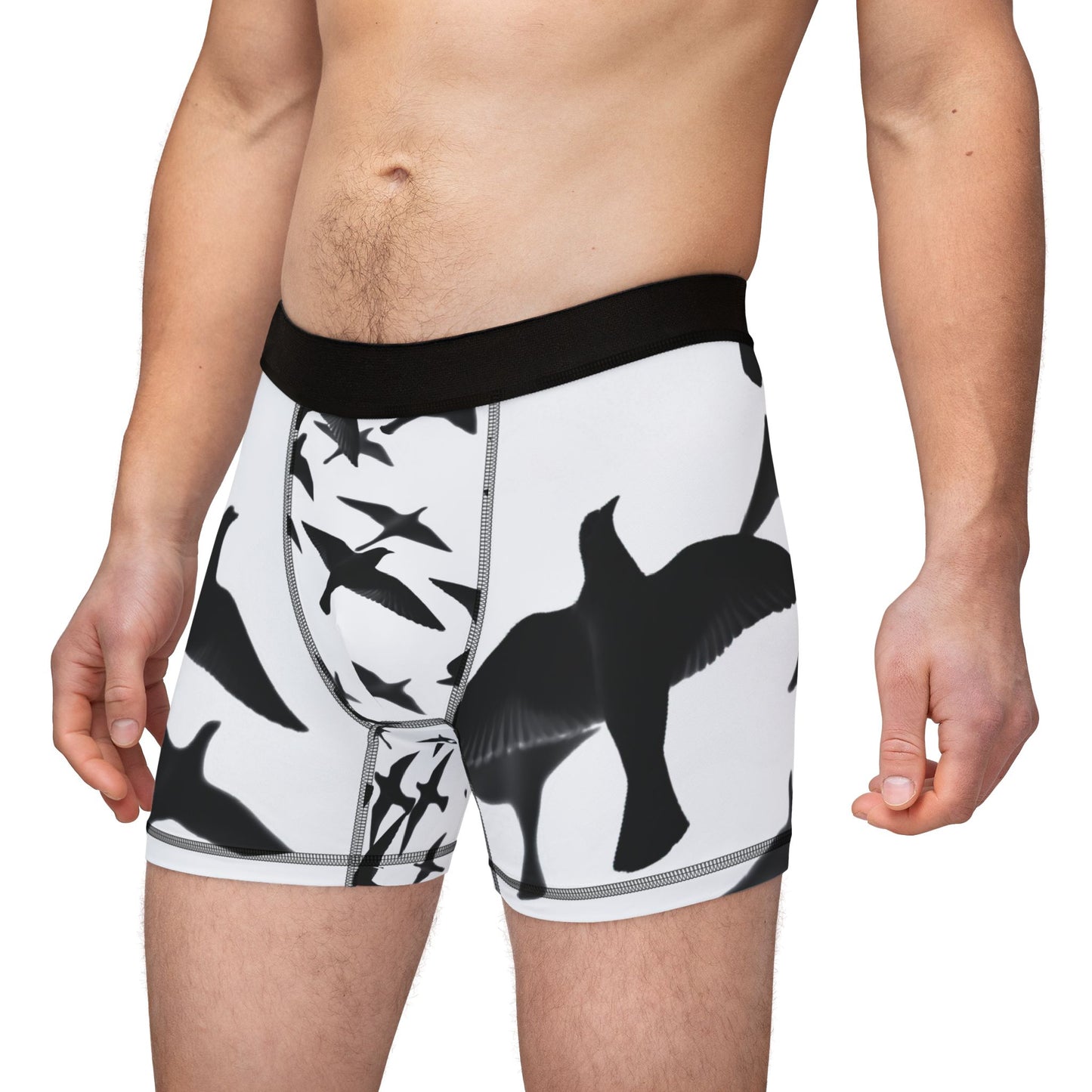 Smith & Raven | Flock of Seagulls Men's Boxers | White w/Black Birds