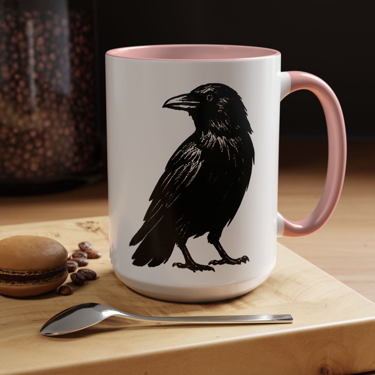 Smith & Raven | Black Raven Illustration | Accent Color Mugs | 11oz, 15oz