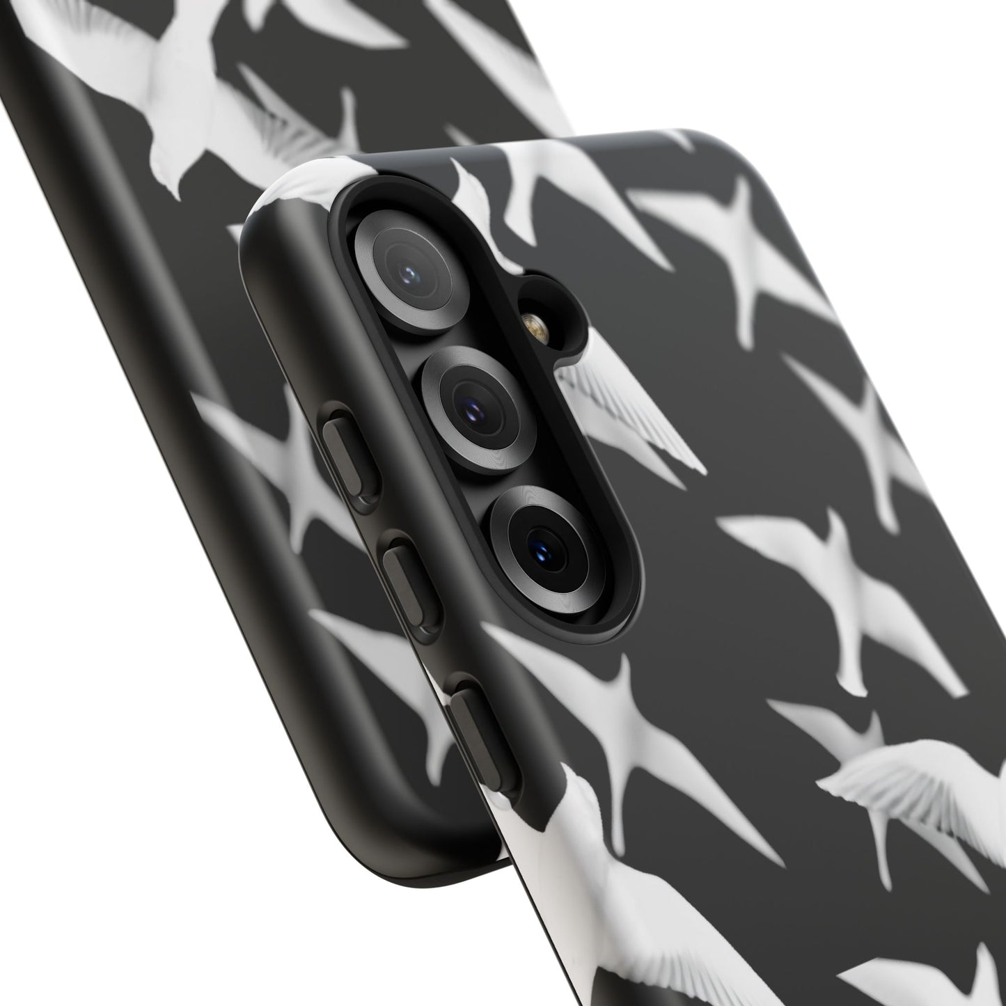 Smith & Raven | Flock of Seagulls Tough Case | Black w/White Bird Pattern | Phone Case