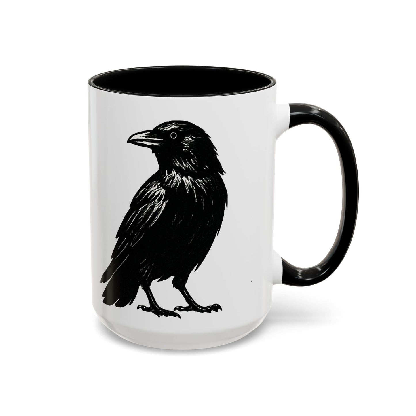 Smith & Raven | Black Raven Illustration | Accent Color Mugs | 11oz, 15oz