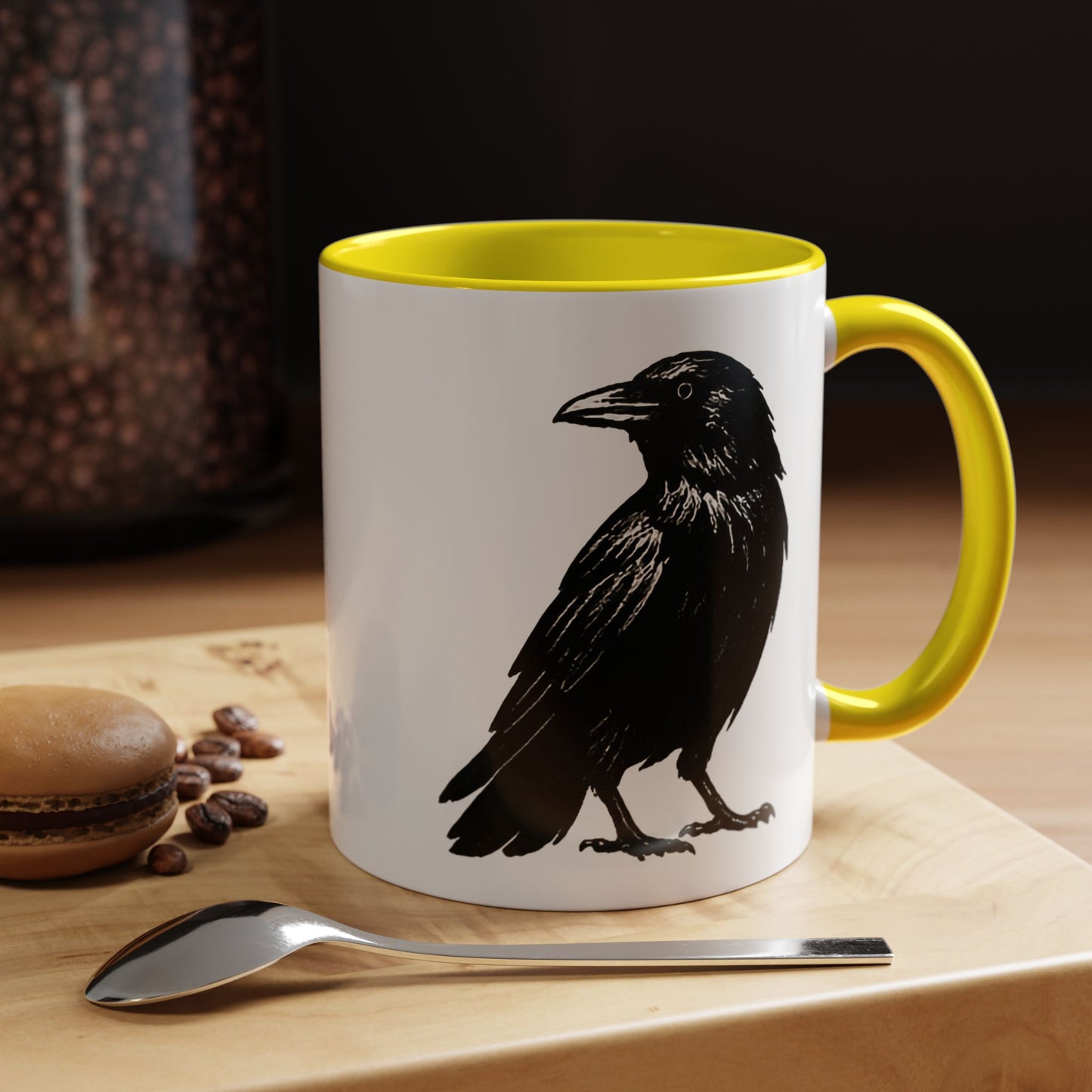 Smith & Raven | Black Raven Illustration | Accent Color Mugs | 11oz, 15oz