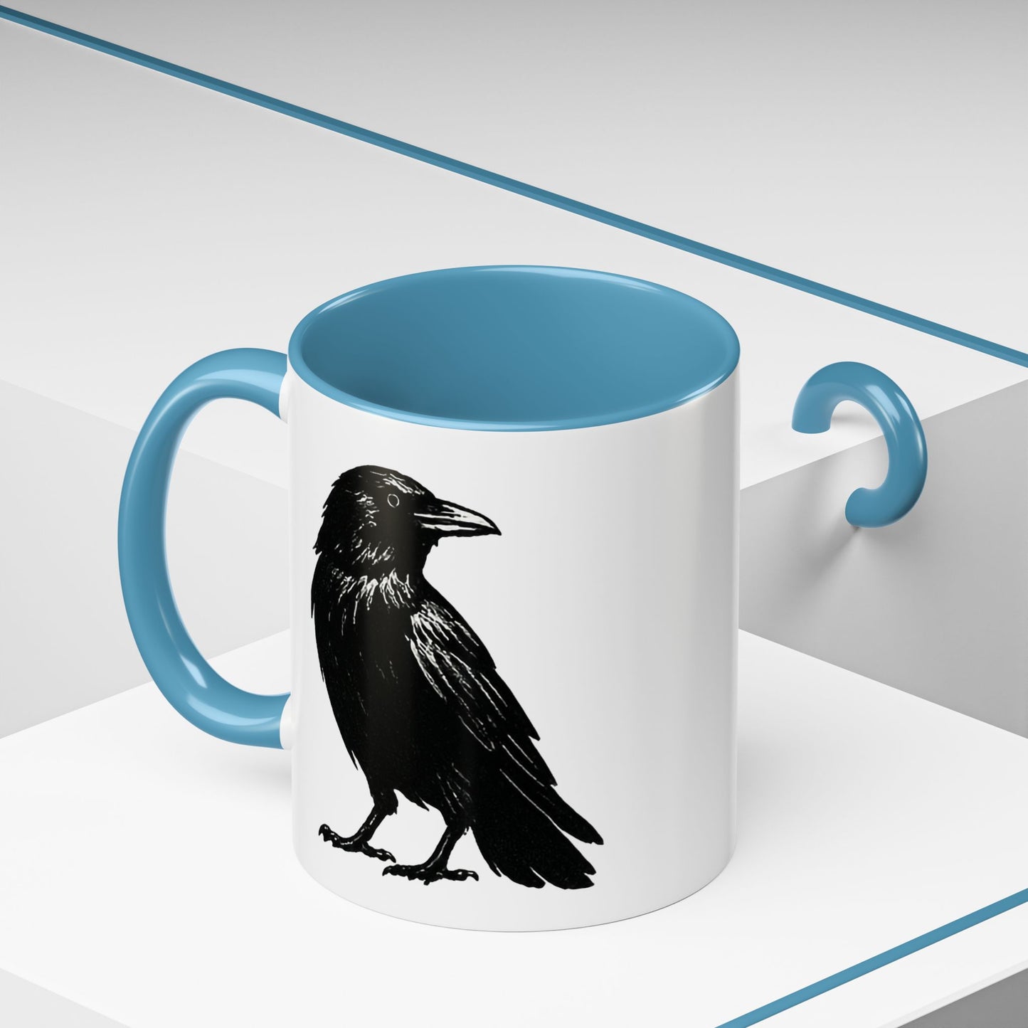 Smith & Raven | Black Raven Illustration | Accent Color Mugs | 11oz, 15oz