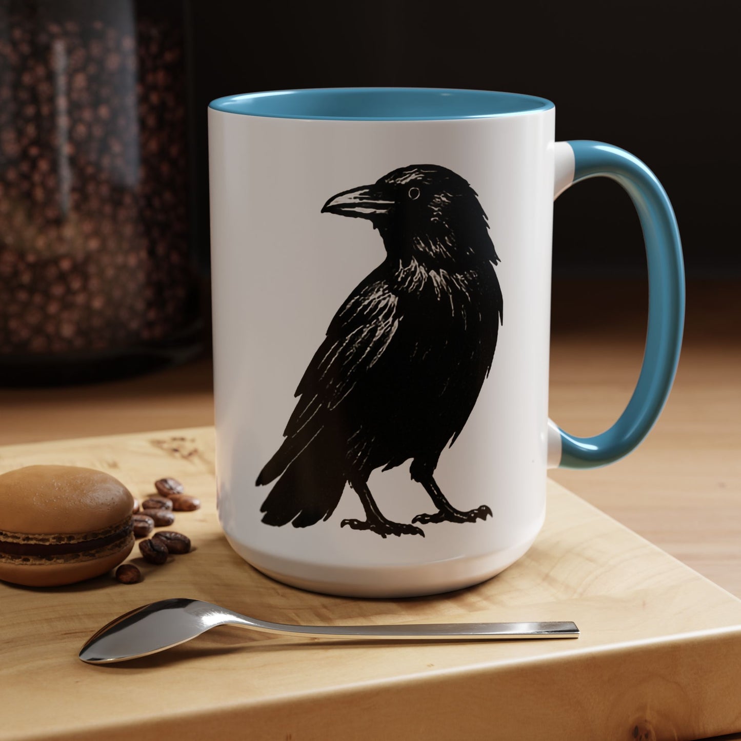 Smith & Raven | Black Raven Illustration | Accent Color Mugs | 11oz, 15oz