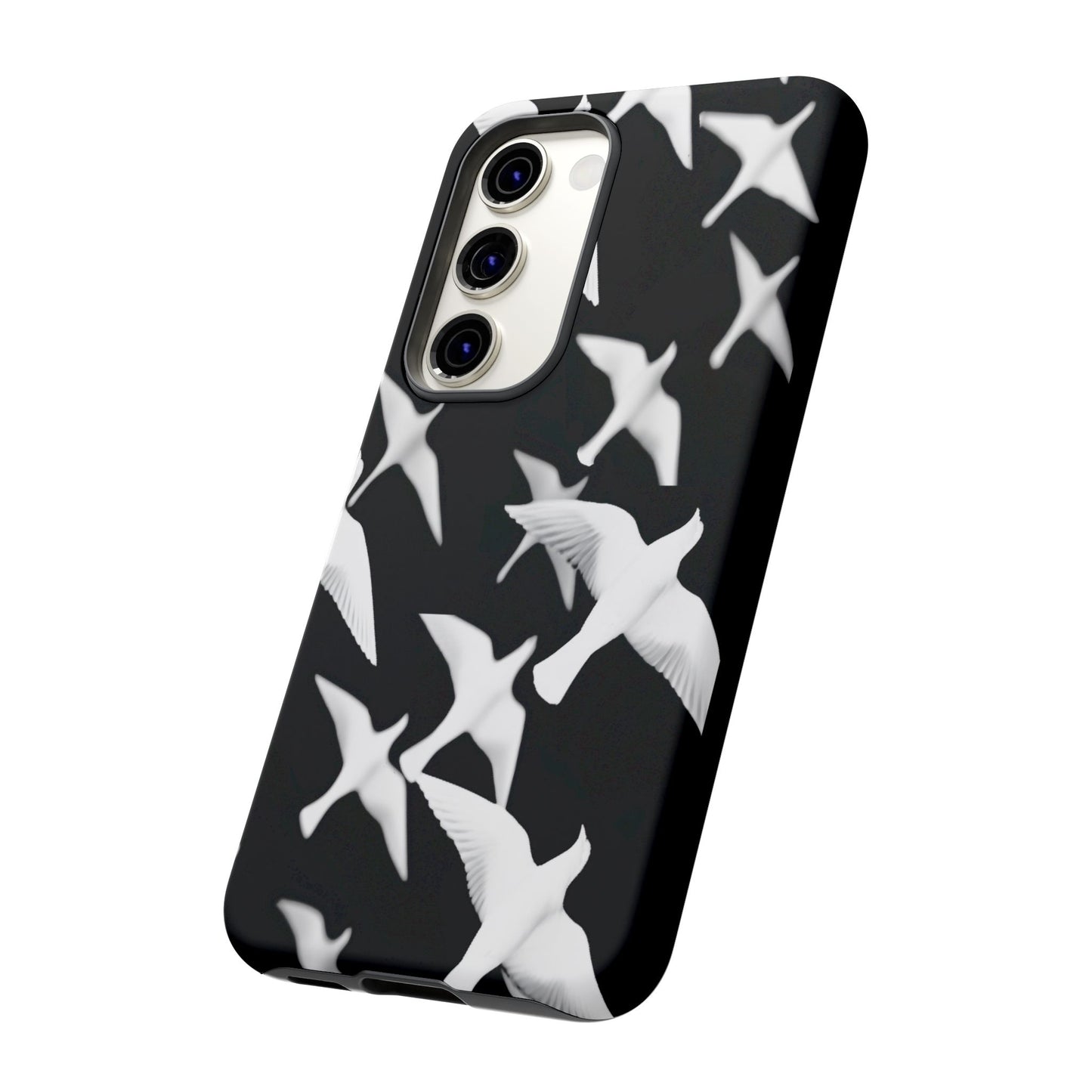 Smith & Raven | Flock of Seagulls Tough Case | Black w/White Bird Pattern | Phone Case