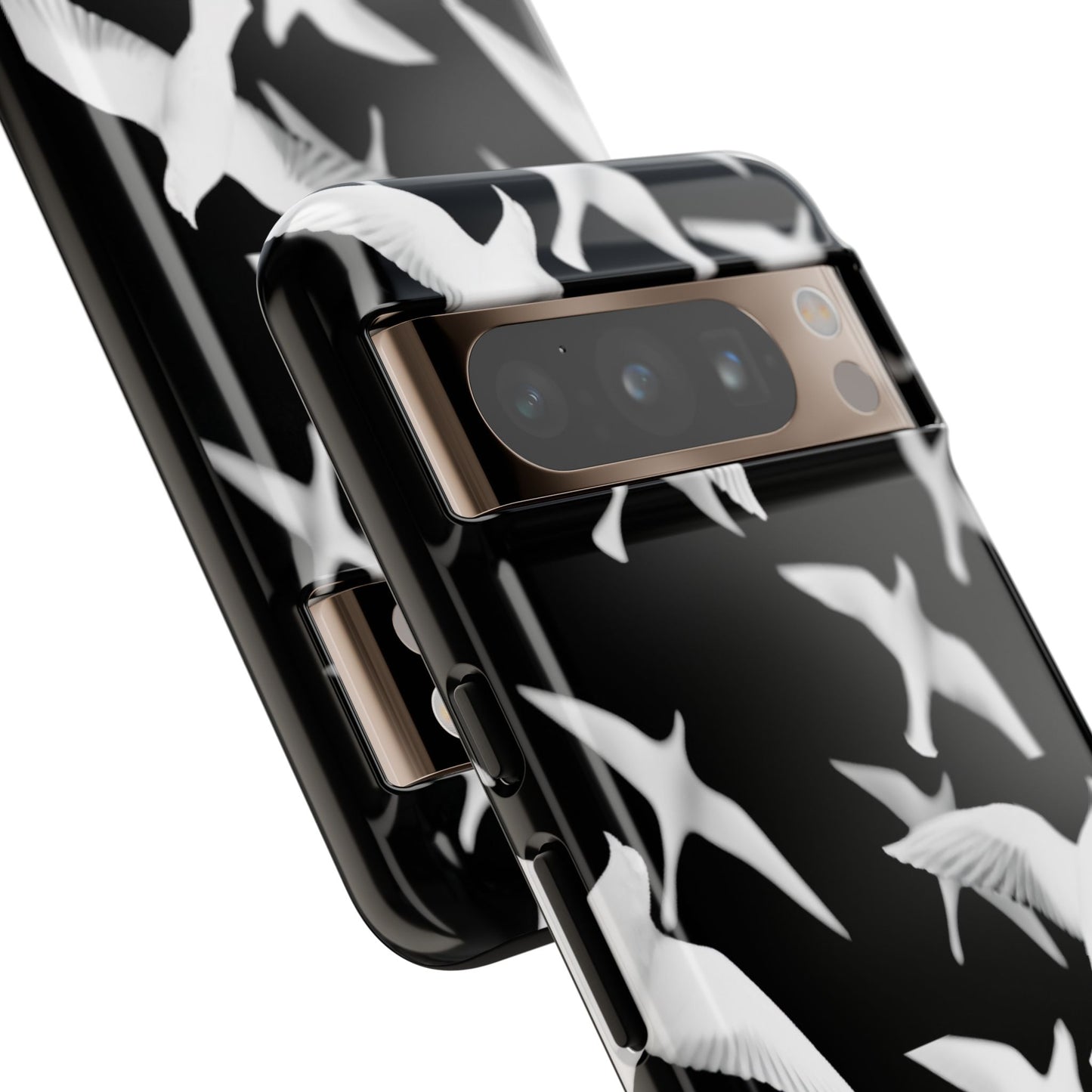 Smith & Raven | Flock of Seagulls Tough Case | Black w/White Bird Pattern | Phone Case