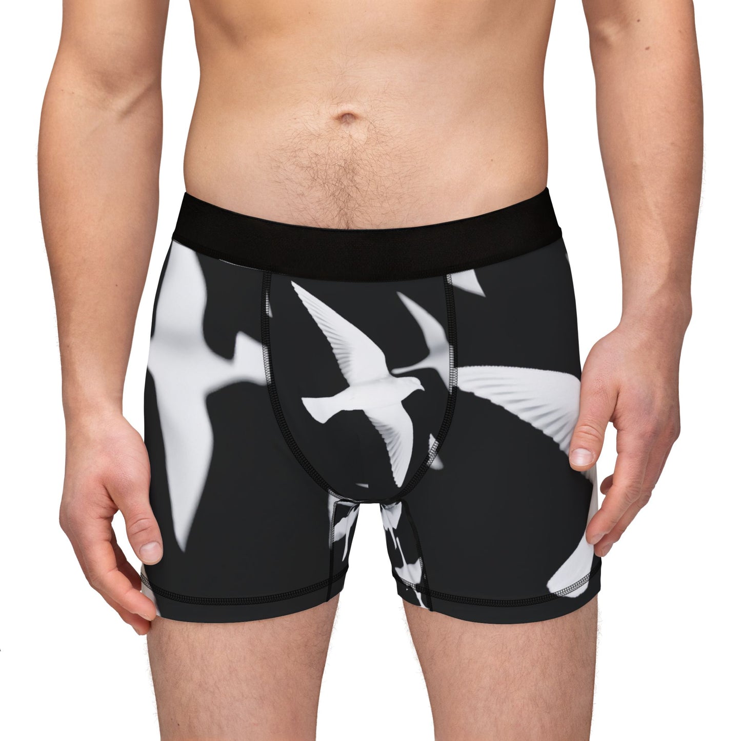 Smith & Raven | Flock of Seagulls Men's Boxers | Black w/White Birds