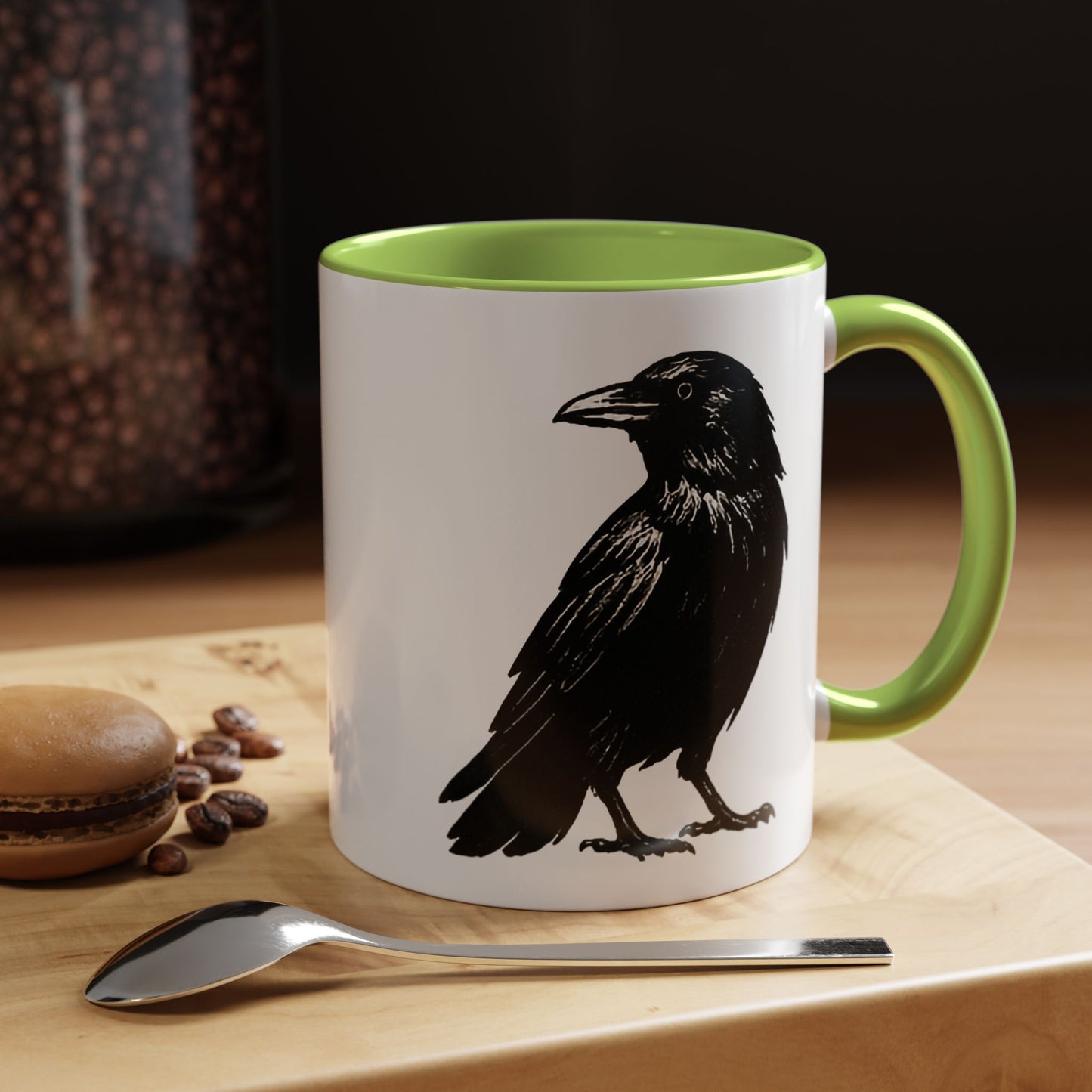 Smith & Raven | Black Raven Illustration | Accent Color Mugs | 11oz, 15oz
