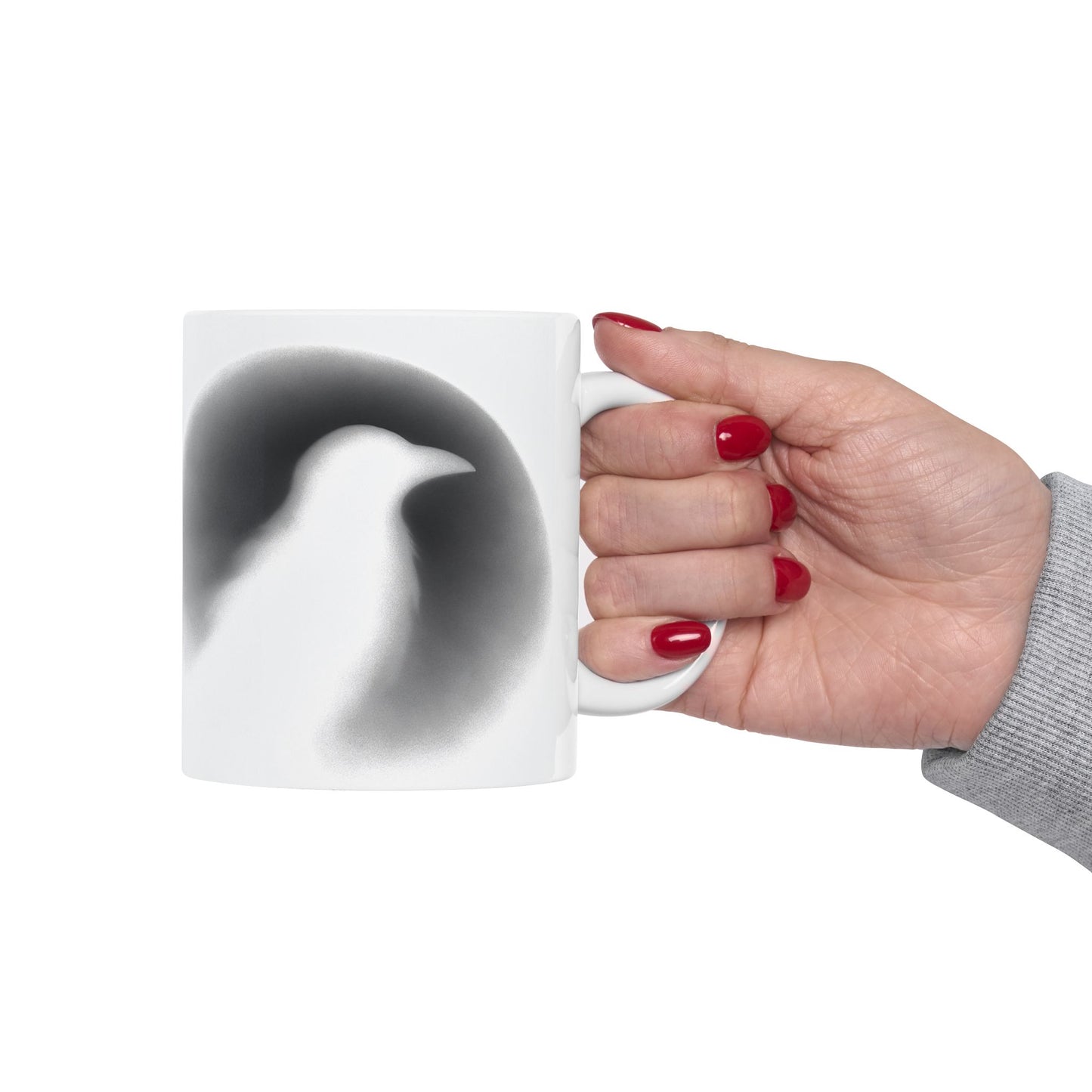 Smith & Raven | Ghostly Raven Silhouette | White Ceramic Mug | 11oz, 15oz