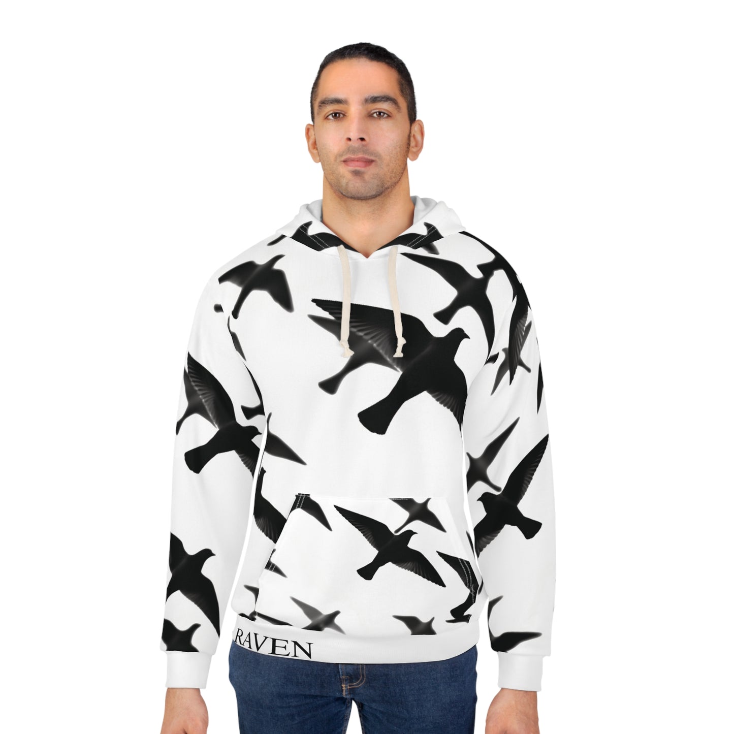 Smith & Raven | Flock of Seagulls Hoodie | White w/Black Birds