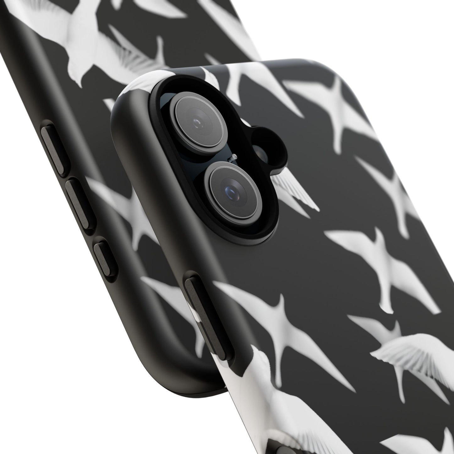 Smith & Raven | Flock of Seagulls Tough Case | Black w/White Bird Pattern | Phone Case