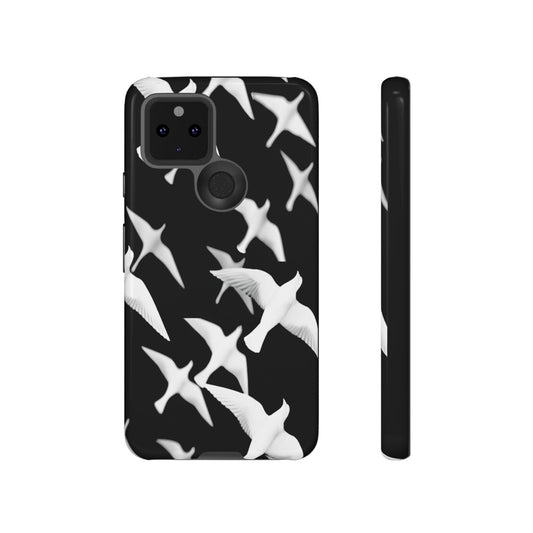 Smith & Raven | Flock of Seagulls Tough Case | Black w/White Bird Pattern | Phone Case