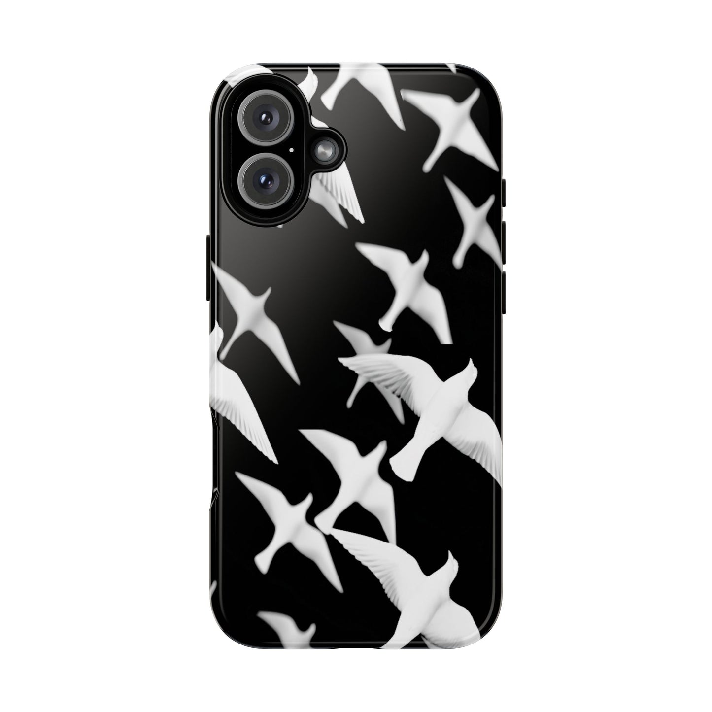 Smith & Raven | Flock of Seagulls Tough Case | Black w/White Bird Pattern | Phone Case