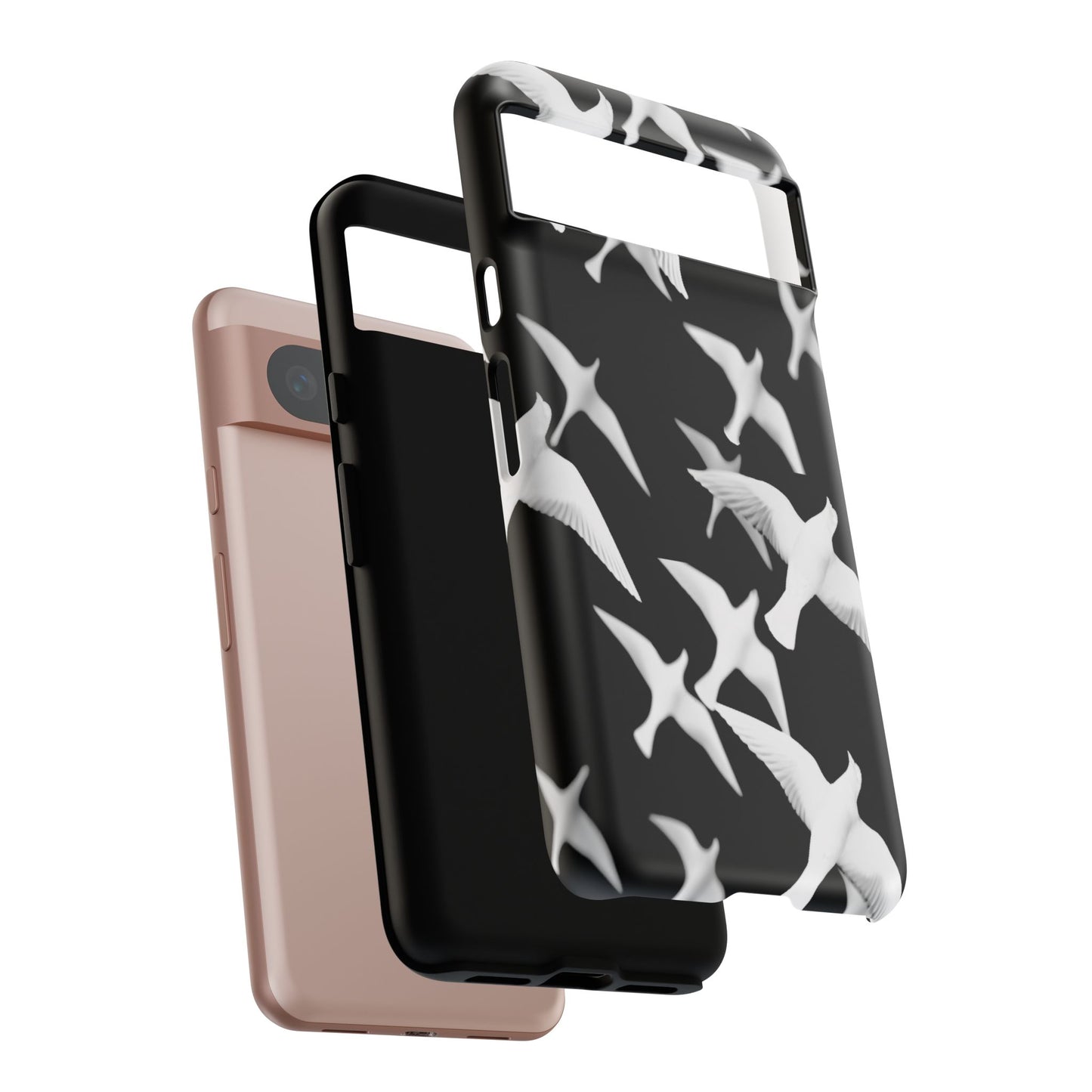 Smith & Raven | Flock of Seagulls Tough Case | Black w/White Bird Pattern | Phone Case
