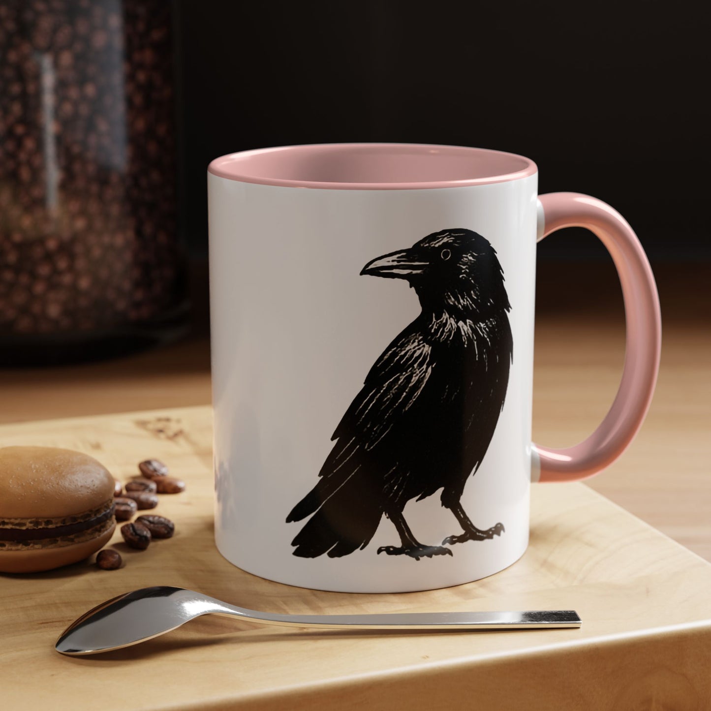 Smith & Raven | Black Raven Illustration | Accent Color Mugs | 11oz, 15oz